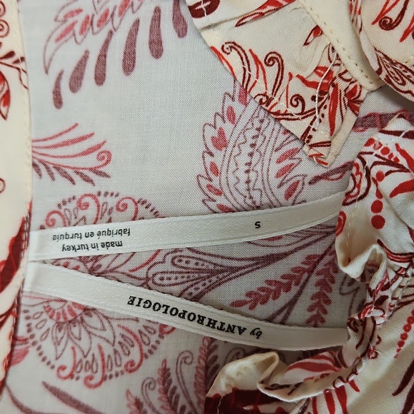 NWOT Anthropologie Tir-front Peasant Red and Cream Blouse - Picture 7 of 9